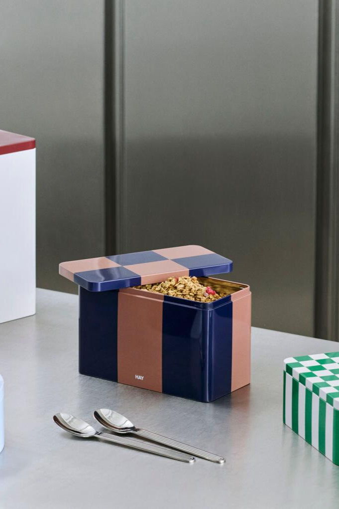 Tin beholder, L20 cm - Brown and Midnight blue